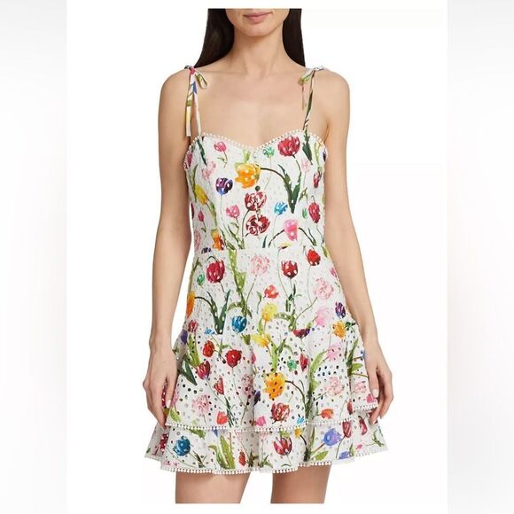 Alice + Olivia
Rosette Floral Eyelet Cotton Minidress - Picture 2 of 9